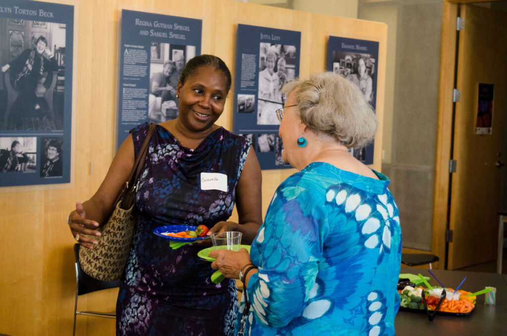 Two Maryland Humanities volunteers chat at 2018 Volunteer Appreciation Event